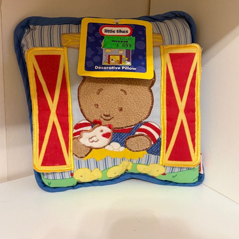 VTG Little Tikes Little Bears Farm Pillow 9x9 Toys R Us Deadstock Baby Pillow